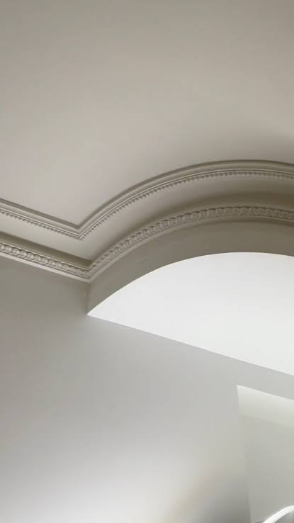 Decorative cornice and archway plaster detailing