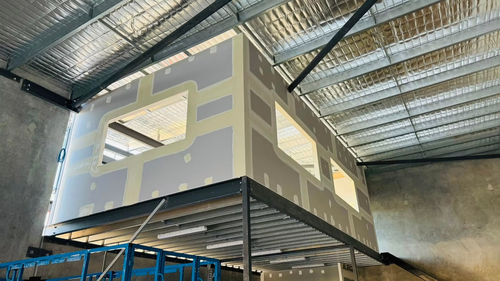Industrial mezzanine plasterboard fitout