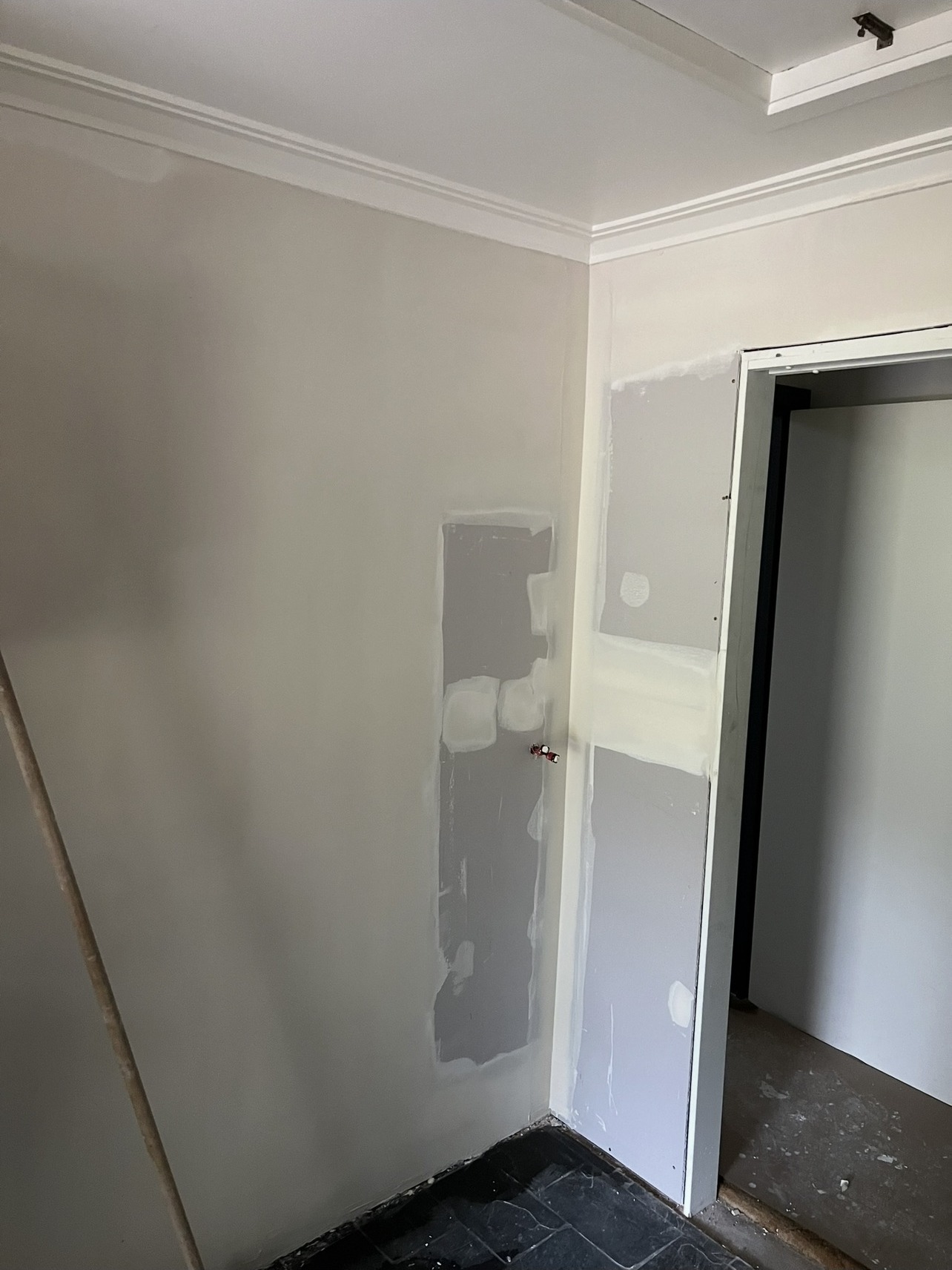 Finished plastered wall after repair